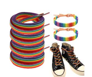 PBAHAUP 4 Pares Cordones de Arco Iris para Zapatillas con 2 Piezas, Accesorios Multicolor Brillantes, Símbolo de Orgullo LGBT y Diversidad, para Adultos y Jóvenes en Festivales y Vida Diaria