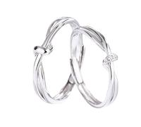 PBAHAUP Anillos Plata con Circonitas Anillos Pareja, Anillos Pareja Endless Love Anillos Compromiso Ajustables, Anillos Boda Ajustables, Anillos Promesa, Anillos Amistad, Anillos Boda