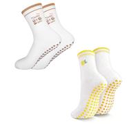 PBAHAUP Calcetines Antideslizantes para Mujer, 2 Pares con Suela de Agarre Total y Soporte de Arco, para Yoga en Casa, Pilates, Barre, Gimnasia y Vida Activa, Transpirables y Cómodos