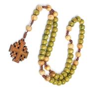 PBAHAUP Collar Rosario de Madera Natural, Cruz Católica con Detalles, Medalla de San Benito y Cristo, para Comunión, Bautizo o Uso Diario, Regalo Espiritual para Hombres y Mujeres Creyentes
