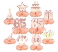 PBAM073-RoseGold-65 - 10 piezas de decoración de 65 cumpleaños para decoración de mesa