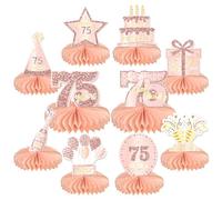 PBAM073-RoseGold-75 - 10 piezas de decoración de 75 cumpleaños para decoración de mesa