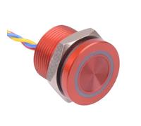 PBAR9AF6000N0S APEM - Interruptor piezoeléctrico LED rojo 12 V CC momentáneo NO 19 mm precableado IP68