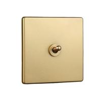 PBDEIOEOE Interruptor de luz de Palanca, Interruptor de Palanca Tipo 86 Antiguo, Interruptor de Pared de Cobre Macizo de 10 A, Hecho a Mano, con luz de Palanca de Control Dual Abierta(1 Gang)