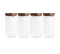 PBDEIOEOE Tarros dulces, Candy Jars Glass with Wood Lids Airtight Kitchen Food Storage Containers Pack of 4 Multiple Sizes(A 500ml)