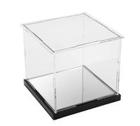 PBDEIOEOE Vitrina acrílica Caja cúbica con Base Negra for Oficina y mostrador. Estante de Almacenamiento for Modelos coleccionables.(20x15x15cm)