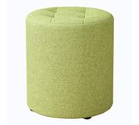PBDLSHEPU Puf Redondo, Puf Redondo Tipo otomana, tapizado en Lino y Madera Maciza, soporta hasta 150 kg (330 lbs), Multicolor, 32 x 35 cm(Green)