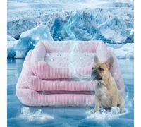 Pbed Cama de perro de enfriamiento para verano, cama de verano fresca de seda de hielo para perros pequeños, medianos y grandes y gatos, camas transpirables lavables para mascotas con fondo