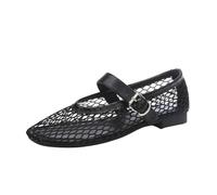 PBHGMGEBLV Bailarinas de Malla for Mujer, cómodas y con Punta Cuadrada.(Black,35 EU)