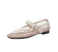 PBHGMGEBLV Bailarinas de Malla for Mujer, cómodas y con Punta Cuadrada.(Off-White,39EU)