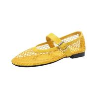 PBHGMGEBLV Bailarinas de Malla for Mujer, cómodas y con Punta Cuadrada.(Yellow,35 EU)