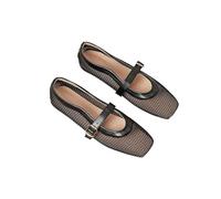 PBHGMGEBLV Bailarinas de Malla Mary Jane de Talla Grande, Sencillas y cómodas, sin Cordones, for Mujer(Black,37EU)