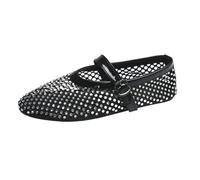 PBHGMGEBLV Bailarinas de Rejilla for Mujer, Zapatos Mary Jane de Malla, de Verano, Talla Grande(Black,42EU)