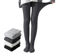 PBHGMGEBLV Calcetines largos hasta el muslo de algodón de punto for mujer, tallas grandes, de moda de principios de otoño(Gray)