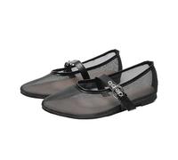 PBHGMGEBLV Mary Janes Mujer Malla Hebilla Correa Color Sólido Casual Damas Plano(Black 2,37EU)