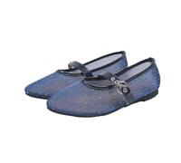 PBHGMGEBLV Mary Janes Mujer Malla Hebilla Correa Color Sólido Casual Damas Plano(Blue,36 EU)