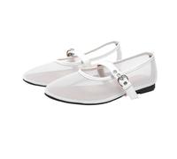 PBHGMGEBLV Mary Janes Mujer Malla Hebilla Correa Color Sólido Casual Damas Plano(White 1,38EU)