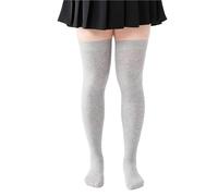 PBHGMGEBLV Medias de mujer de talla grande de moda de principios de otoño, calcetines por encima de la rodilla, hasta el muslo, tallas grandes, largas, for mujer(Gray 1,M)