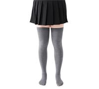 PBHGMGEBLV Medias de mujer de talla grande de moda de principios de otoño, calcetines por encima de la rodilla, hasta el muslo, tallas grandes, largas, for mujer(Light Gray,L)