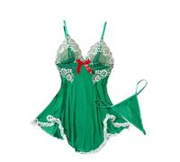 PBHGMGEBLV Sexy Nightgown Women V Neck Nightwear Women's Sexy Pajamas Boudoir Outfits Dress(Green,L)