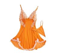 PBHGMGEBLV Sexy Nightgown Women V Neck Nightwear Women's Sexy Pajamas Boudoir Outfits Dress(Orange,M)