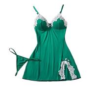 PBHGMGEBLV Women Nightdress Sexy Lingerie Nightwear Suspender Dress Babydoll Sleepdress Underwear Set(Green,M)