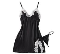 PBHGMGEBLV Women Nightdress Sexy Lingerie Nightwear Suspender Dress Babydoll Sleepdress Underwear Set(Black,S)