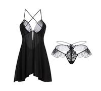 PBHGMGEBLV Women's Sexy Pajamas Suspender Cute and Sweet Pajamas V Neck Nightwear(XL)