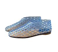 PBHGMGEBLV Zapatos de Malla con Punta Redonda Hueca for Playa, cómodos y a la Moda for Mujer, Verano(Blue,37EU)