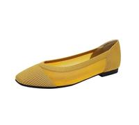 PBHGMGEBLV Zapatos de Mujer de Verano de Punto de Malla Zapatos Planos Huecos for Mujer(Yellow,36 EU)