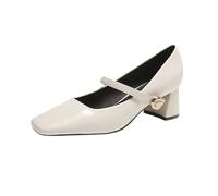 PBHGMGEBLV Zapatos Mary Jane, Zapatos de Ballet for Mujer, Zapatos Planos de Punta Cuadrada for Mujer, versátiles y Elegantes.(Off-White,38EU)
