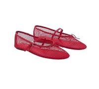 PBHGMGEBLV Zapatos Planos de Ballet de Malla de Verano for Mujer, Zapatos Planos Transpirables con Hebilla y Correa, Calzado Mary Jane for Mujer(Red,38EU)