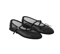 PBHGMGEBLV Zapatos Planos de Ballet de Malla de Verano for Mujer, Zapatos Planos Transpirables con Hebilla y Correa, Calzado Mary Jane for Mujer(Black,39EU)