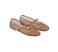 PBHGMGEBLV Zapatos Planos de Ballet de Malla de Verano for Mujer, Zapatos Planos Transpirables con Hebilla y Correa, Calzado Mary Jane for Mujer(Khaki,36 EU)
