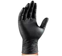 PBHOVIITG Guantes de nitrilo negros resistentes 8 milésimas pulgada, desechables, con agarre texturizado diamante for trabajos seguridad mecánica, 2/10/20/50/100 unidades(Black 20PCS,L)
