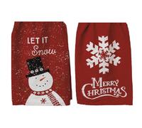 PBK Primitives by Kathy 2 Piece Bundle Red Christmas Kitchen Towels Merry Christmas and Let It Snow