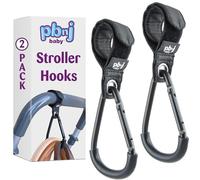 PBnJ baby Ganchos para cochecito para colgar bolsas de pañales, clip para cochecito de mamá y accesorios para cochecito, clips de mosquetón grandes para bolso de mamá, bolsa de compras y accesorios,