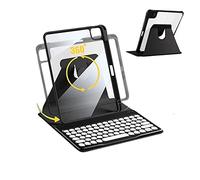 PboyiqiS Funda de teclado para iPad de 10.2 pulgadas de 9ª/8ª/7ª generación, funda giratoria magnéticamente desmontable con soporte para lápices para iPad 9/iPad8/iPad7 de 10.2 pulgadas (negro)