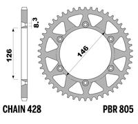 PBR Piñón trasero Alu Standard - 428, negro