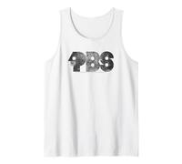 PBS Black Distressed Retro Logo Public Broadcasting Service Camiseta sin Mangas