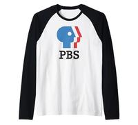 PBS Blue and Red Logo Public Broadcasting Service Camiseta Manga Raglan