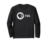 PBS Vintage Round White Logo Public Broadcasting Service Manga Larga