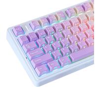 PBT German ISO Keycaps, 128 Keys Gradient Purple Double Shot Keycaps Dye-Sub Cherry Profile Side Printed Shine Through Keycap for Cherry MX Switch QWERTZ Layout Mechanical Keyboards