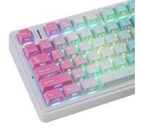 PBT German Keycaps, 128 Keys Double Shot Gradient Keycaps Dye-Sub Cherry Profile Side Printed Shine Through Keycap for Cherry MX Switch ISO QWERTZ Layout Mechanical Keyboards