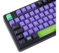 PBT ISO Keycaps 132 Keys Purple Mecha Keycaps, Cherry Profile Dye Sub Custom Keycap with Clear Spacebar for Cherry MX Switch QWERTZ Layout Mechanical Keycap