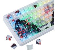 PBT ISO Keycaps, 133 Keys Summer Keycap, Side Printed Shine Through Dye Sub Custom Keycaps for Cherry MX Switch German QWERTZ Layout Mechanical Keyboards