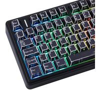 PBT Keycaps 128 Keys Manga Black Keycap, Retro Style Side Printed Shine Through Dye Sub Custom Keycaps for Cherry MX Switch German QWERTZ Layout Mechanical Keycaps