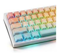 PBT Shine Through German Keycaps, 136 Keys Double Shot Side Printed Light Shadow Ocean Sunset Keycaps Dye-Sub Cherry Profile Keycap for Cherry MX Switch ISO QWERTZ Layout Mechanical Keyboards