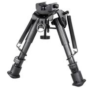 PBTMCD Bípode Táctico Ligero De Fibra De Carbono, Altura Ajustable De 15 A 23 Cm, Patas con Muescas Y Adaptador For Riel.