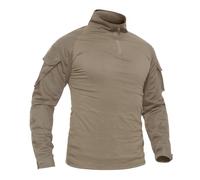 PBTMCD Camisa De Trabajo Táctica Manga Larga Ajustada For Hombre, Cremallera 1/4, Múltiples Bolsillos, Puños Ajustables For Entrenamiento, Senderismo, Caza(25#,XL)